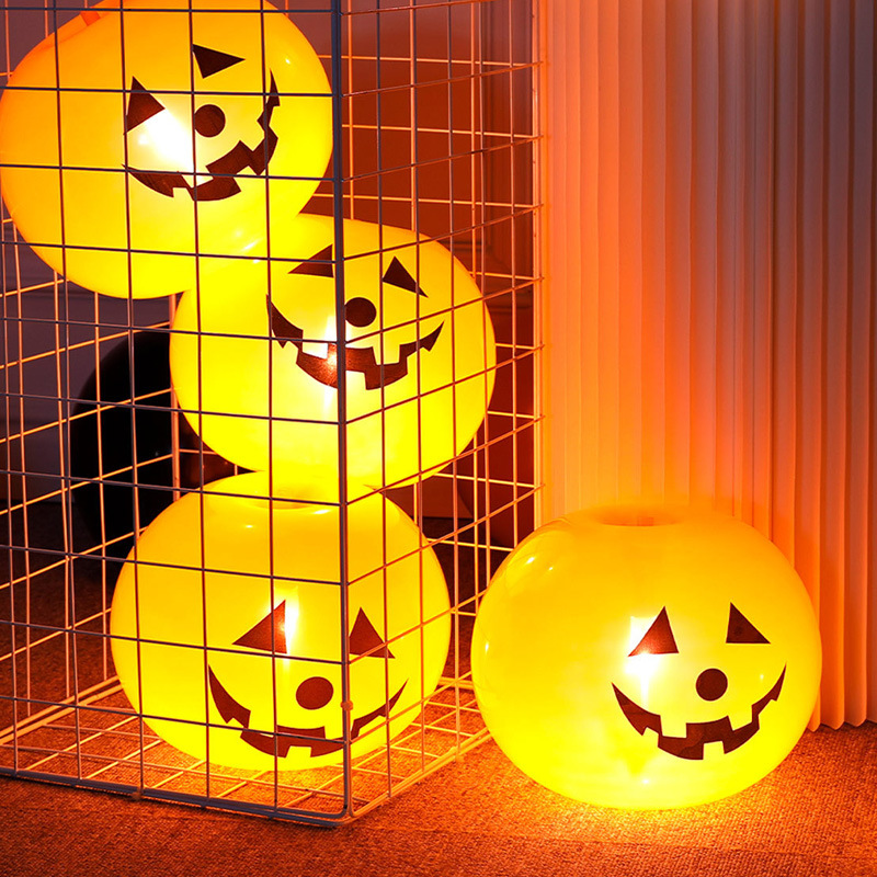 Led Balloon Light - 5 Chiếc Bơm Hơi Halloween Bí