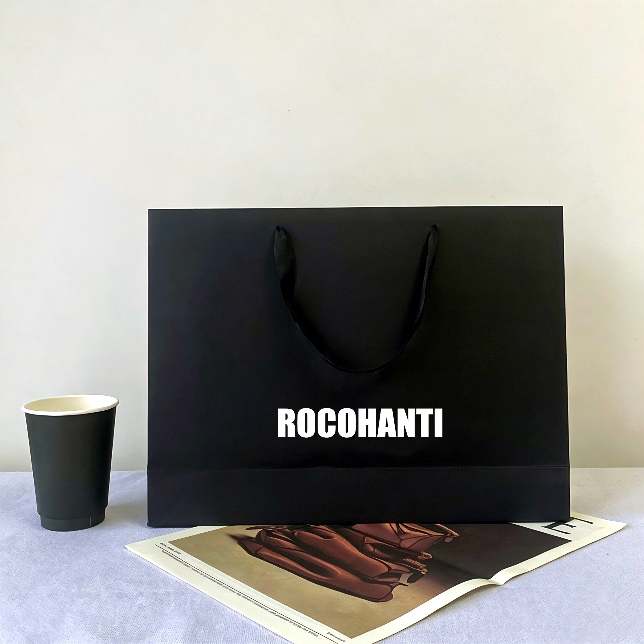 Event Party Shop - 50pcs Recyclable Black Shopping Paper Bag