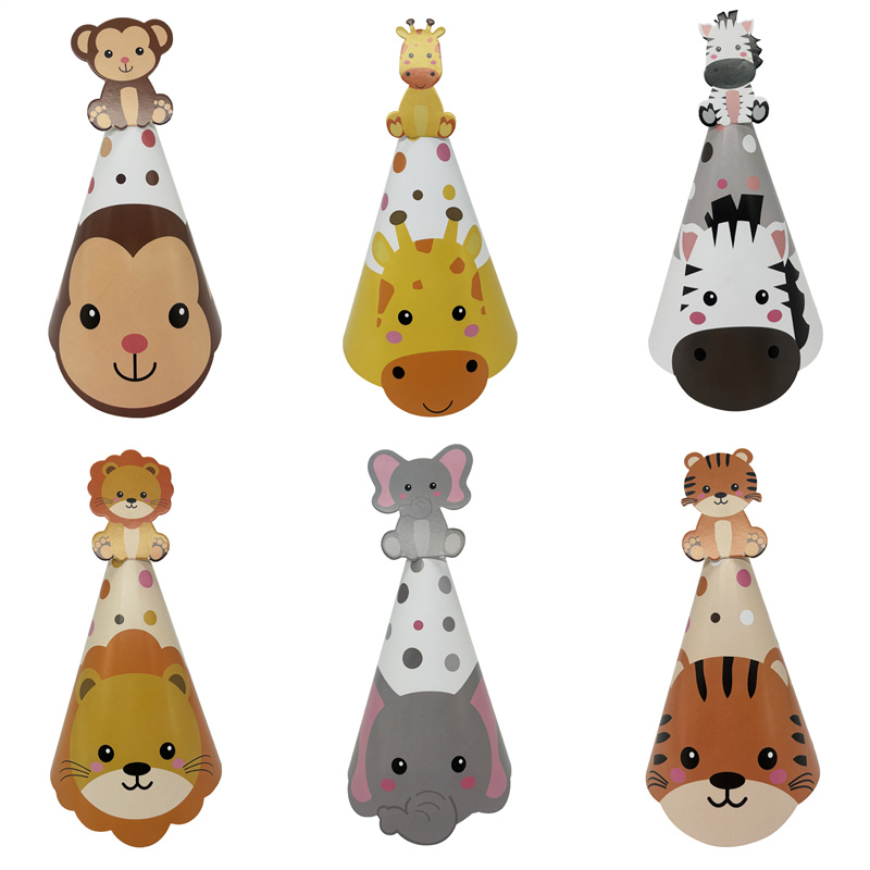6Pcs Jungle Animal Paper Hats  - đánh giá và giá Party Hat Cone