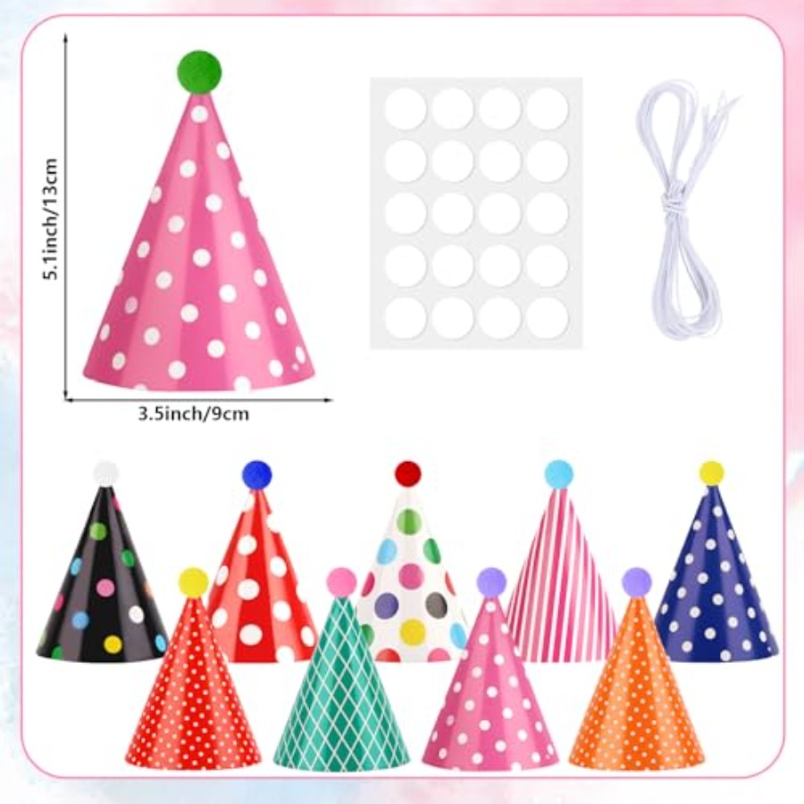 10 PCS Colorful Mini Party Hat - đánh giá và giá Party Hat Cone